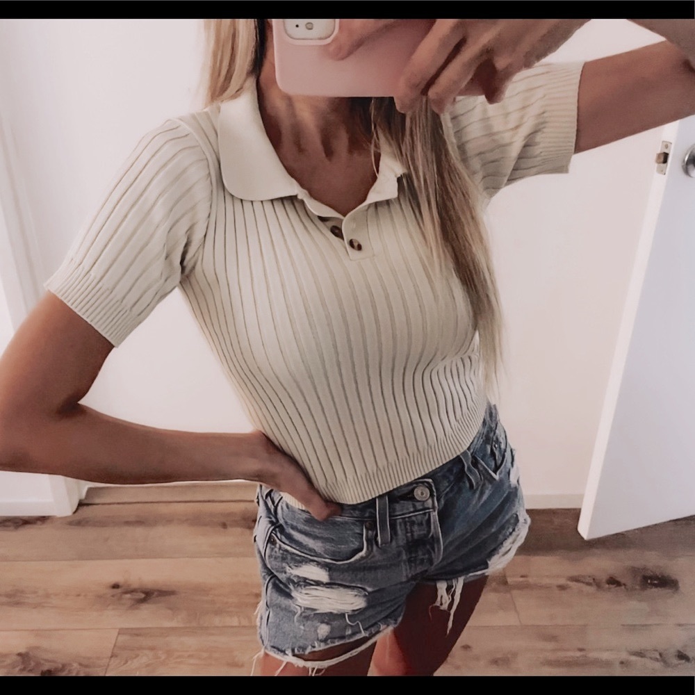 Ribbed Polo Top